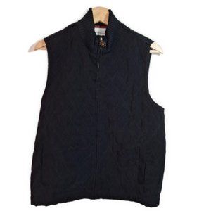 Alfred Dunner Black Vest with Snowflake Zipper and Plaid Lining Size 12P